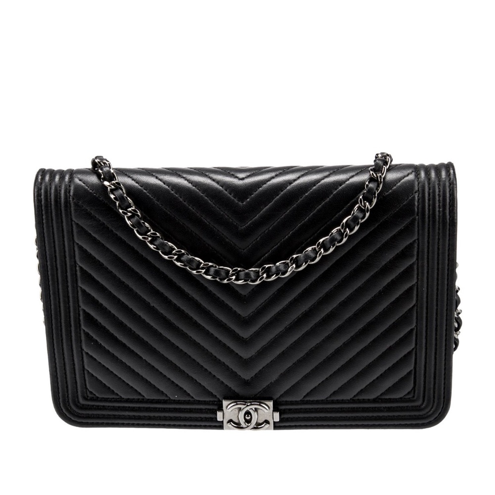 CHANEL Black Wallet On Chain WOC with Chain Strap